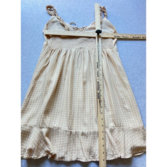 American Eagle Mini Sun Baby Doll Dress Womens Small Smocked Back Lace-Up Front - Picture 8 of 12